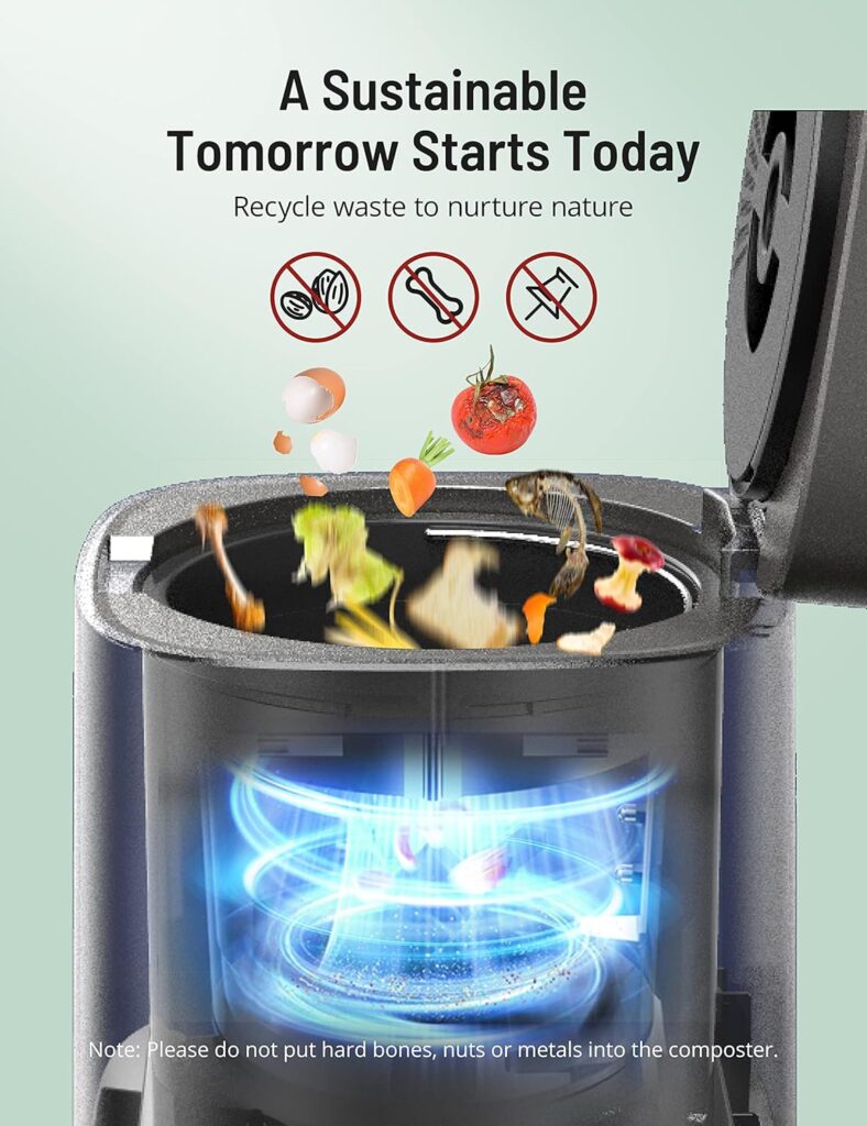 Paris Rhône Smart Waste Kitchen Composter, FoodCycler Eco-Friendly Electric Kitchen Compost Bin Sustainable Indoor Countertop Food Cycler with 3 Modes, Odor-Free, Fertilizes Your Garden