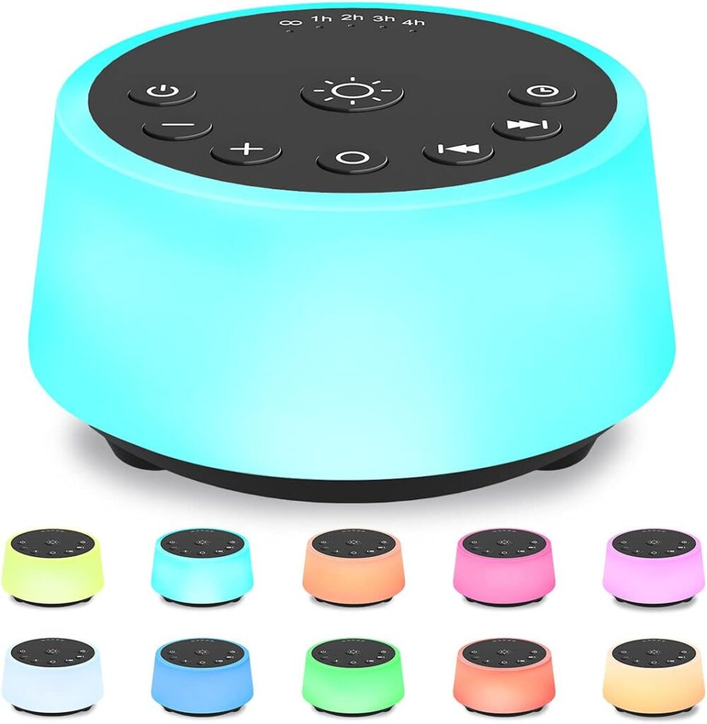 Sound Machines with 10 Colors Night Light 25 Soothing Sounds and Sleep White Noise Machine 32 Volume Levels 5 Timers Adjustable Brightness Memory Function for Adults Kids Baby